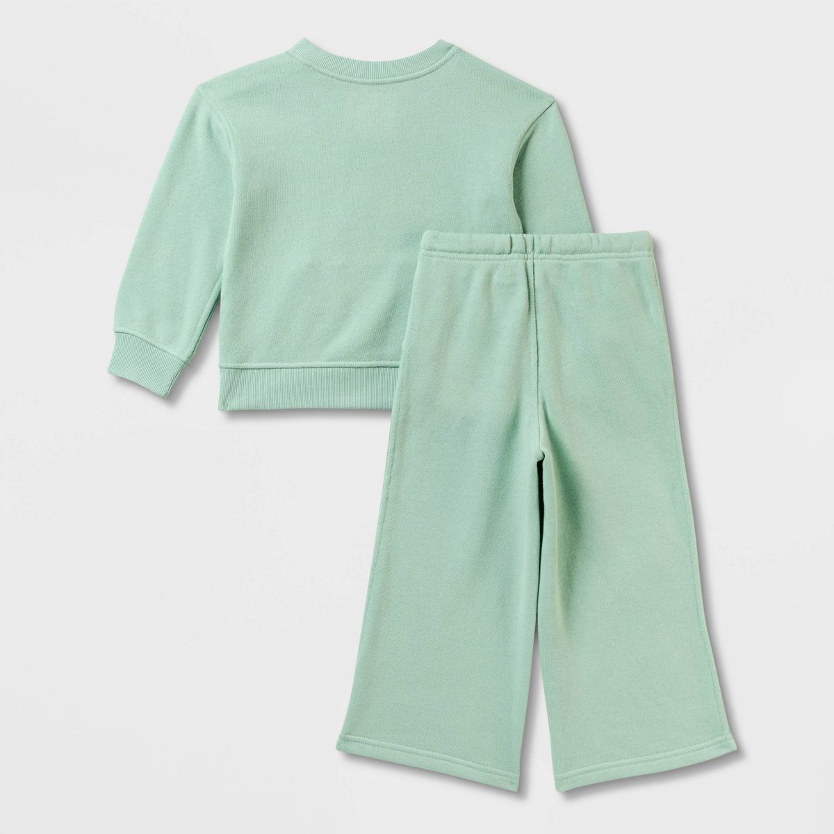 Toddler Girls' Adaptive French Terry Pants Set - Cat & Jack™ Light Mint Green - thumbnail 2