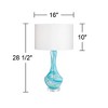 Possini Euro Design Codie Modern Table Lamp 28 1/2" Tall Clear Blue Swirls Art Glass White Fabric Drum Shade for Bedroom Living Room Bedside Office - image 4 of 4