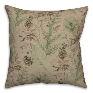 Creative Products Pine Cones and Greenery on Brown 18 x 18 Spun Poly Pillow - 1 of 3