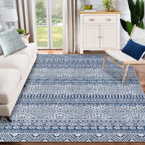 Area Rug, Home Decor Machine Washable Boho Distressed Rug - Non-Slip Non-Shedding Stain Resistant Carpet - 1 of 4