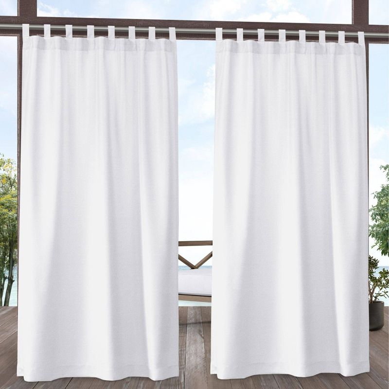 Set of 2 Biscayne Indoor/Outdoor Two-Tone Textured Tab Top Curtain Panel - Exclusive Home, 1 of 9