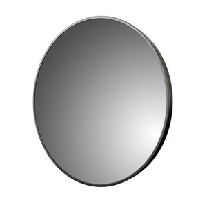 Cesar Circle Brushed Black Aluminum Frame Large Circle Black Round Wall Mirror -The Pop Home - 1 of 4