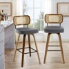 Bekrvio 26"/29" Mid-Century Modern Swivel Bar Stools Set of 1/2/3/4- Faux Leather Upholstered with Back and Bent Wood Legs,Ideal for Kitchen Island - 2 of 4