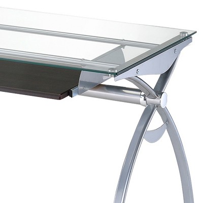 Arcadia Clear Glass Top Writing Desk with Keyboard Tray