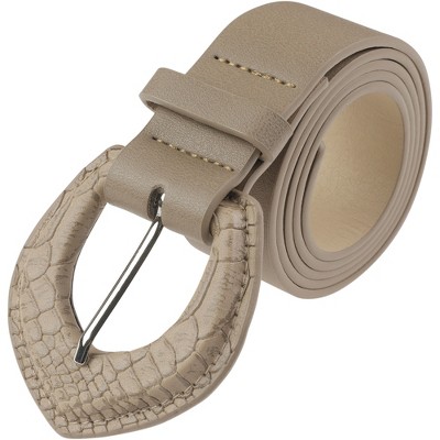 INSPIRE CHIC Women's Solid Color Retro Fashion Snake Pattern Buckle Decorative Wide Belts for Dresses