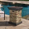 KWPZQEB 19.50'' Outdoor Propane Fire Pit Table, Column Shape Fire Pit Table with Lightweight Concrete & & Natural Stone Finish for Garden, Patio - 2 of 4