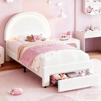 Twin Lamb Fleece Rainbow Bed for Kids