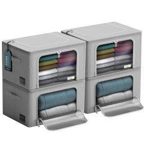 Sorbus 4 Pack Jumbo Foldable Storage Box - Metal Frame, Oxford Fabric with Clear Window & Handles - for Bedding Linen, Clothing & More - 1 of 4