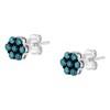 Haus of Brilliance Silver 1/2 Cttw Treated Blue Diamond Floral Stud Earrings - 4 of 4