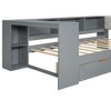 PAGED Modern Wooden Storage Bed, Twin Size Platform Bed Frame with Drawers, Shelves, Upholstered Headboard and Charging Ports for Children - 4 of 4