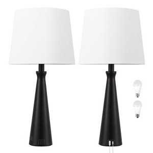 Itopfox Modern Table Lamps Set of 2 - Touch Bedside Lamp with USB C+A, 3-Way Dimmable Black Nightstand Lamps for Living Room Bedroom - 1 of 4