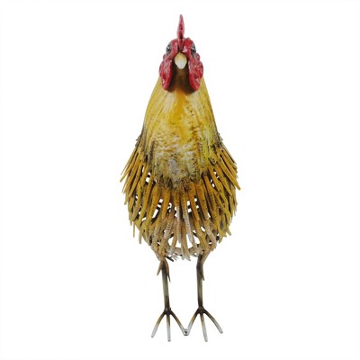 Golden Brown 16" Metal Hen Lawn Decoration