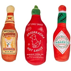 Pearhead Hot Sauce Dog Toys, Set of 3, Hot Sauce Toy Set for Dogs, Must Have Toys for Pet Owners, Plush Chew Toys Set of 3 - 1 of 1