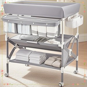 Portable Baby Changing Table, Foldable Diaper Change Table with Wheels - 1 of 4