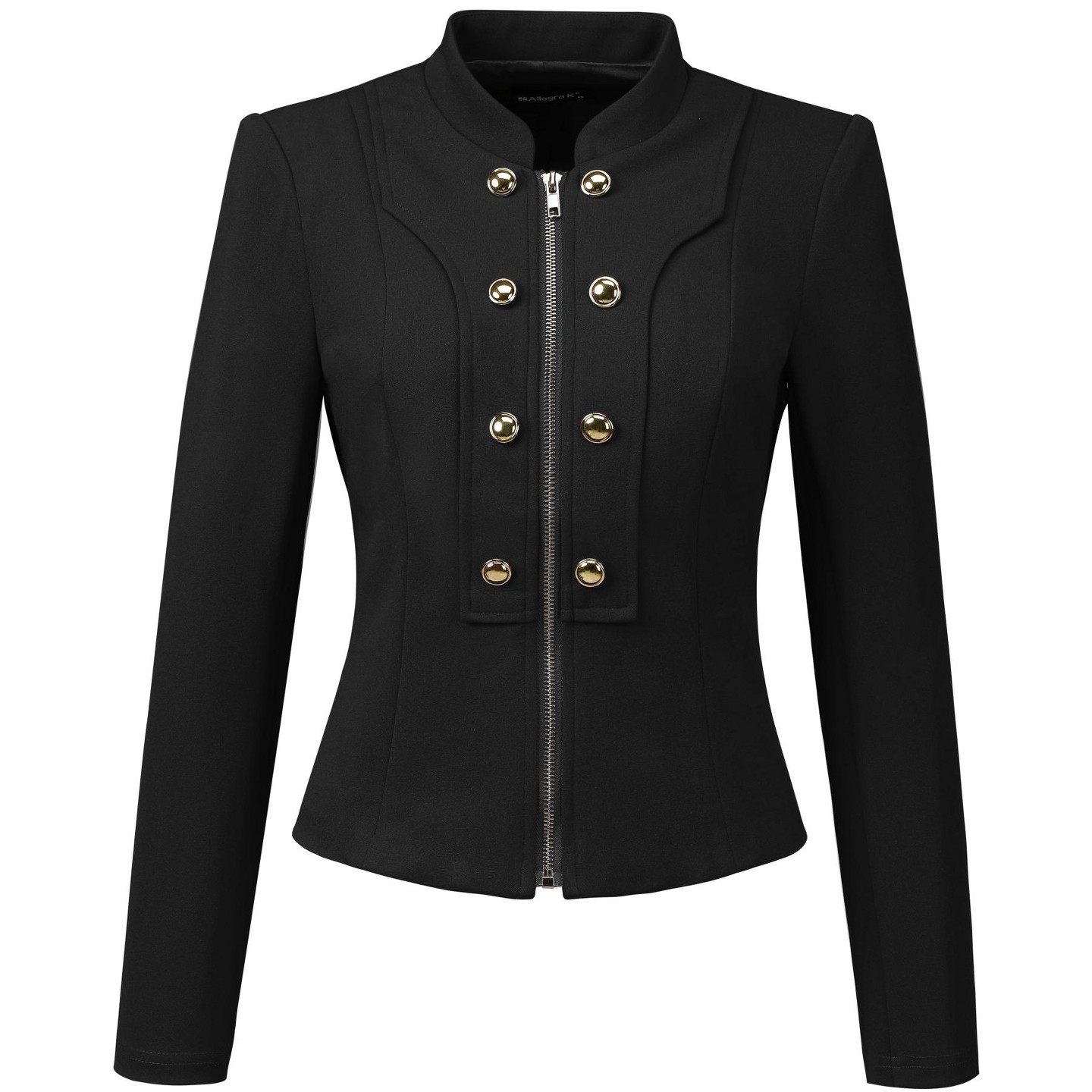 Женская куртка Allegra K Vintage Double Breasted Motorcycle Zip-Up Steampunk Jacket Black Large, цвет: Чёрный — фото 1
