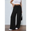 Women's Wide Leg Straight Long Pants Summer Fall Casual Sweatpants Elastic Waist with Drawstring Baggy Loose Fit Pants With Pocket - 3 of 4