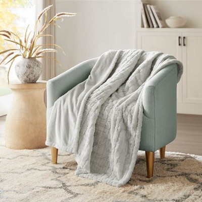 Sapphtopaz 50"x70" Oversized Heated Blanket, Faux Fur Throw Blanket for Couch– Ultra Soft Carved Serengeti Fur with 3 Heat Settings, Fleece Blanket