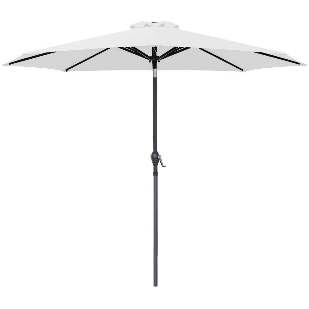 Photos - Parasol 9' x 9' Outdoor Market Patio Umbrella with Push Button Tilt White - Devoko