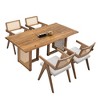 VYNXARIA 86.61 Inch Rectangular Waves Dining Table Set,Mid Century Modern Large Kitchen Set,Bohemian Dining Table with Rattan Weave for Restaurant - 4 of 4