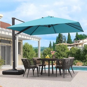 PURPLE LEAF Square Patio Umbrella with Base Large Outdoor Offset Umbrella 360-degree Rotation Cantilever Umbrella for Garden Deck Backyard Pool - 1 of 4