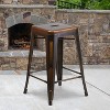 Emma and Oliver Commercial Grade 4 Pack 24" High Backless Distressed Metal Indoor-Outdoor Counter Height Stool - 2 of 4