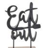 Eat Out Kitchen Sentiment Sign – 8.75"H Black Polyresin Cut-Out Decor with Wood Base by Melrose - 3 of 3