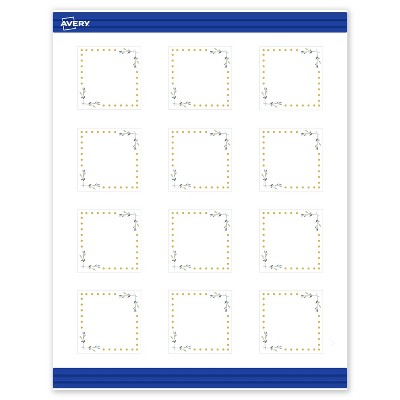 Avery Printable Square Cards, Gold Dots with Green Florals, 2" x 2", Matte White Square Cards, Laser/Inkjet, 120ct, Great for Business Cards