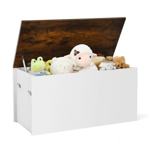 Costway Flip-top Storage Chest Bench Large Wooden Kids Toy Box with Pneumatic Rod - 1 of 4