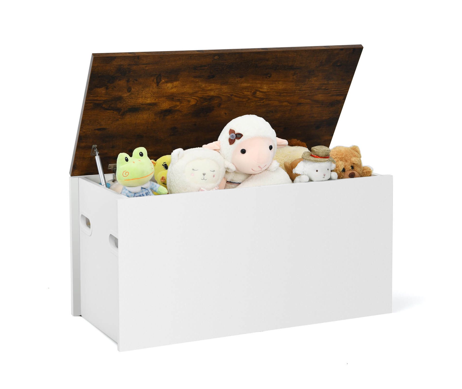 Costway Flip-top Storage Chest Bench Large Wooden Kids Toy Box with Pneumatic Rod
