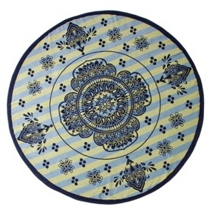 Round Floral Paisley Oversized 60" Cotton Beach Towel by Blue Nile Mills - 1 of 4