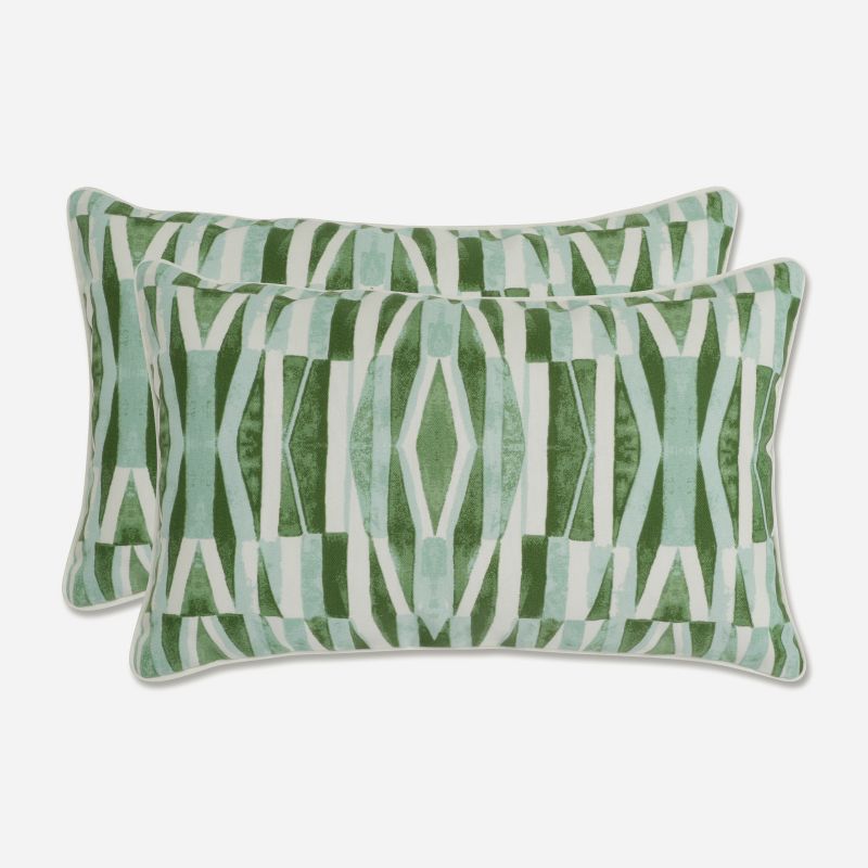 2pc Outdoor/Indoor Rectangular Throw Pillows Nevis Waves - Pillow Perfect, 1 of 6