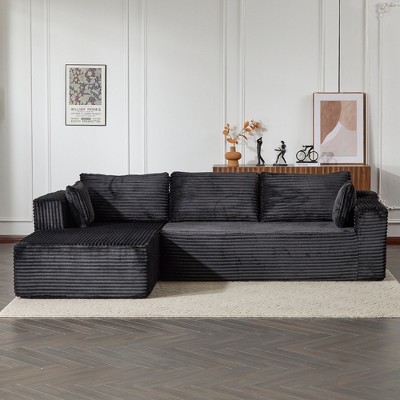 Whisen 2-Piece L-Shaped Sectional Compression Sofa with Soft Corduroy Fabric, No Assembly Required