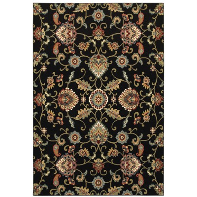 Captiv8e Designs Katherine Floral Traditional Black Area Rug