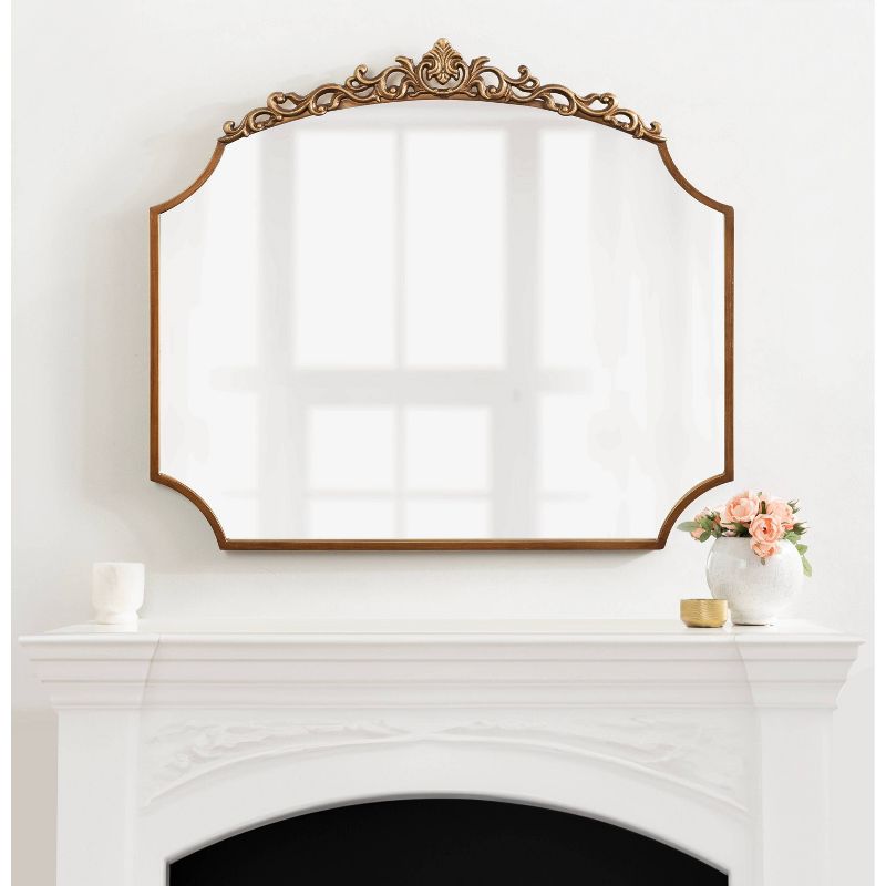 Kate &#38; Laurel All Things Decor 36&#34;x32&#34; Arendahl Traditional Scallop Mirror Gold, 5 of 8