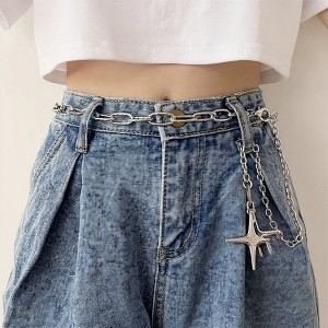 Anna-Kaci Women's Chunky Link Chain Belt with Star Pendant and Adjustable Fit 44x0.8in - Silver - 1 of 4