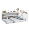 NicBex Full Size Kids Montessori Bed with L-shaped Bookcases,Floor Bed with Sliding Doors,Toddler bed for Bedroom Playroom,Gray/White - 4 of 4