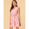 Allegra K Women's Casual Ruffled Sleeve A-Line Vintage Gingham Check Dress - 2 of 4