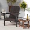 Costway Patio Adirondack Chair with Rattan Padded Seat Wide Armrests & Hidden Cupholder Black/Brown/Gray - image 2 of 4