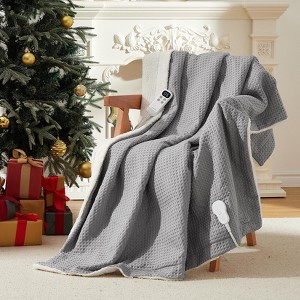Electric Blanket King Size , Waffle Fast Heating Heated Throw Blankets Machine Washable - 1 of 4