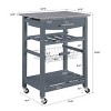 SEVOBAL Kitchen Carts and Islands Mobile Rolling Kitchen Island Trolley Serving Cart Mobile Kitchen Storage Islands, Grey, 22.76"*15.75"*33.35" - 3 of 4