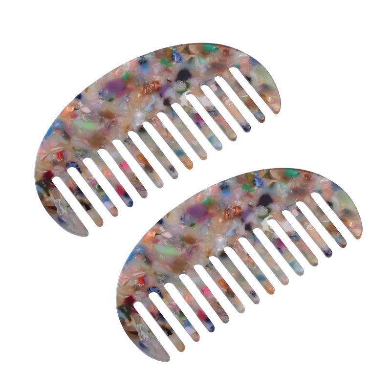 Unique Bargains Anti-Static Hair Comb Wide Tooth for Thick Curly Hair Hair Care Detangling Comb 2 Pcs, 1 of 7