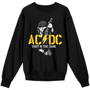 ACDC Yellow Logo with Black and White Art Women's Black Crew Neck Sweatshirt - 1 of 2