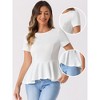 INSPIRE CHIC Women's Short Sleeve Round Neck Stretch Business Classic Peplum Top - 2 of 4