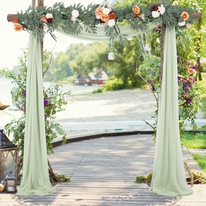 Outdoor Backdrop Curtain,Densed Elastic Wedding Arch Drapes Photo Photography For Ceremony Reception,Gray green - 1 of 4