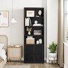 Farmhouse 71.4in Tall Bookcase with Doors 11.8in Depth Display Storage Shelves Industrial Bookcases Wooden 6 Shelf Bookshelves for Home Office - 4 of 4