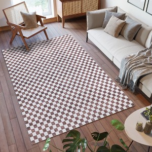 Gertmenian Crystal Print Checker Modern Two-Tone Polyester Flat Pile Washable Indoor Area Rug - 1 of 3