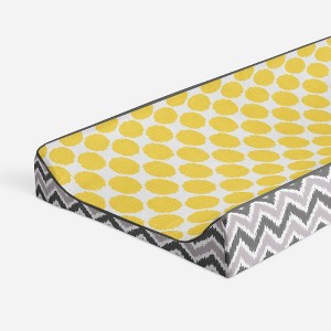 Bacati - Ikat Zigzag Yellow Dots Muslin Changing Pad Cover - 1 of 4