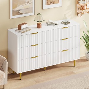 6/5/3 Drawer Dresser for Bedroom,  Wood Chest of Drawers, Fluted Dresser - 1 of 4