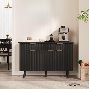 homfan Modern Farmhouse Buffet Cabinet with Fluted Design, Kitchen Storage Sideboard & Coffee Bar Cabinet with Shelves for Dining Room,Living Room - 1 of 4