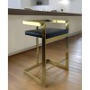 HomeRoots 26" Black and Gold Faux Leather and Stainless Steel Low Back Counter Height Bar Chair - 2 of 4